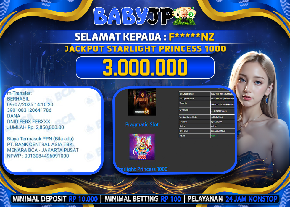 F*****NZ JACKPOT STARLIGHT PRINCESS 1000,-LUNAS
